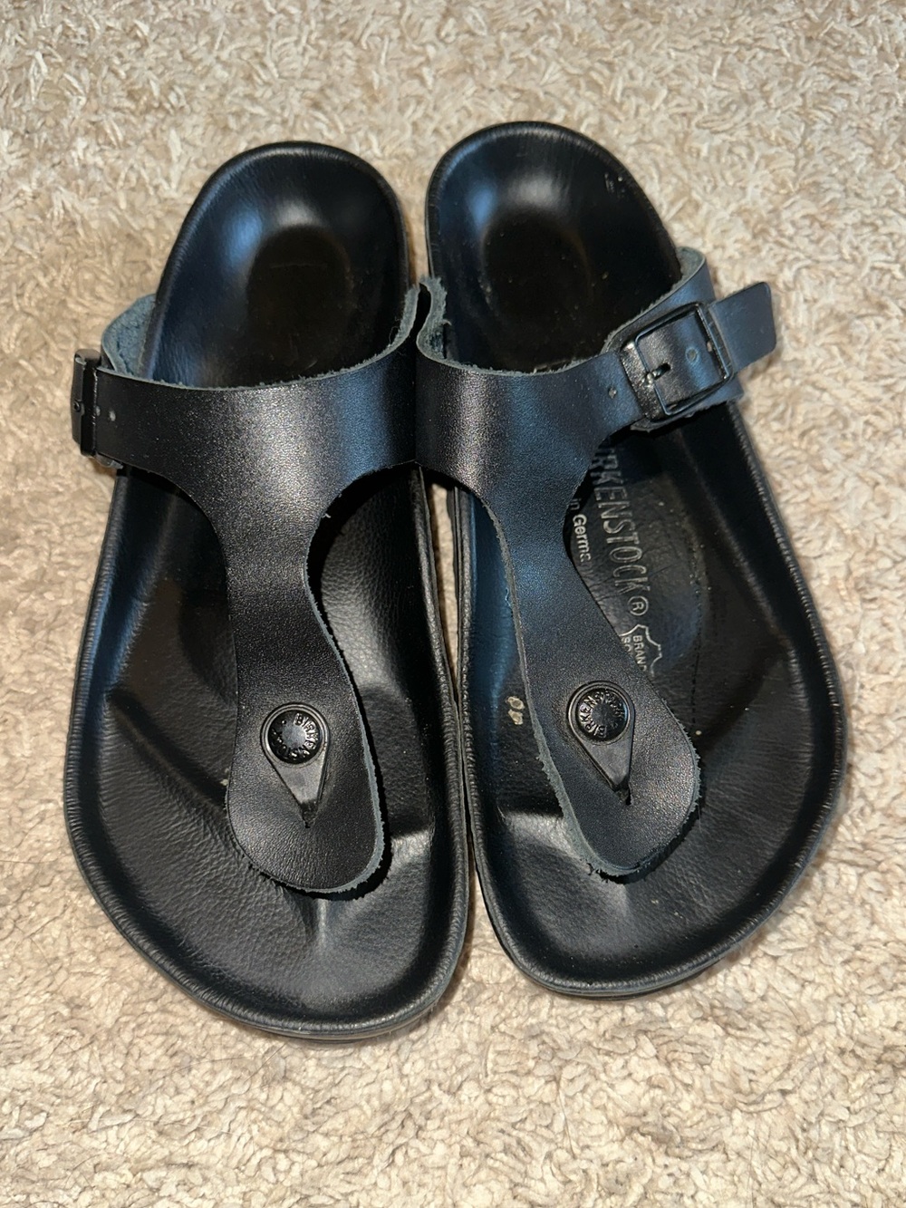 Birkenstock Black Toe-Post Sandals with Buckle